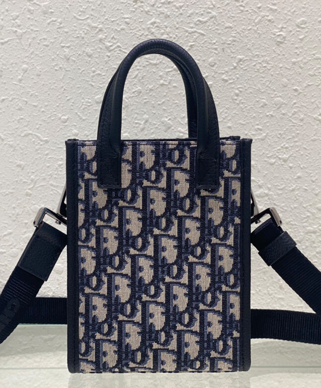 Christian Dior Safari North-South Mini Tote Bag Dark Blue